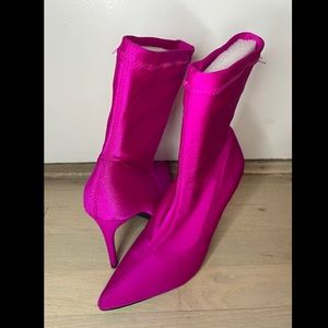 Pink stiletto ankle booties